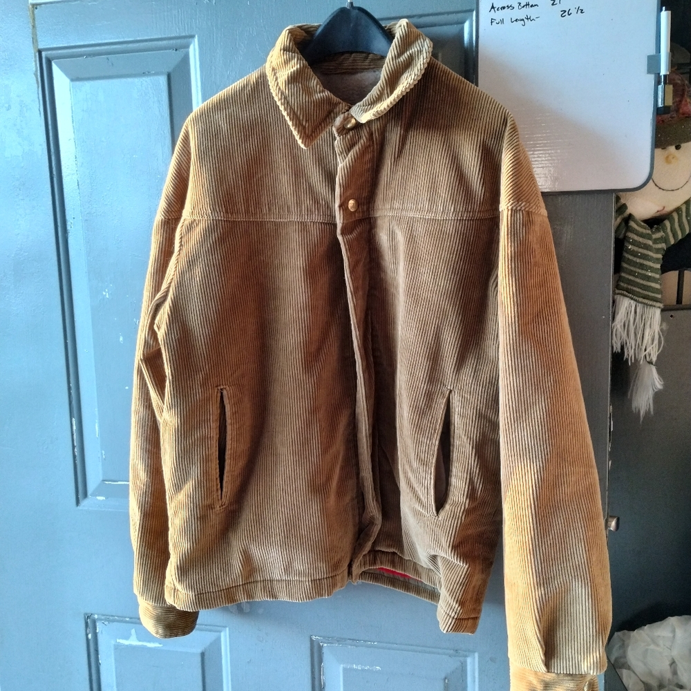 Vintage Peters All Weather Wear Faux Sherpa lined Corduroy Coat sz 40